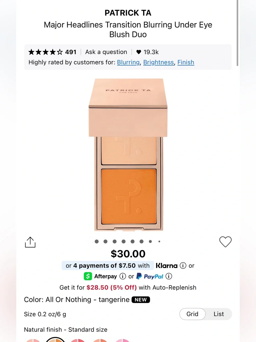 Patrick Ta transition blurring blush duo in all or nothing- tangerine! New!